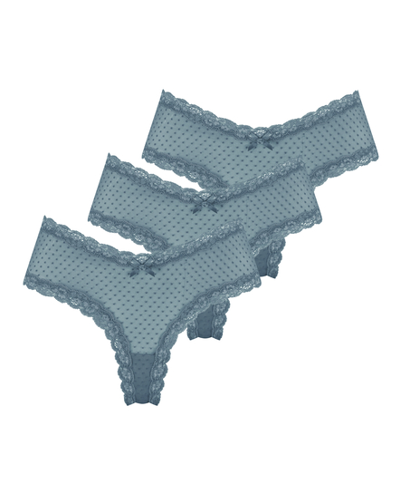 Mesh V-shaped Brazilian 3-pack, Blue