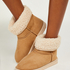 Faux Suede Slippers, Beige