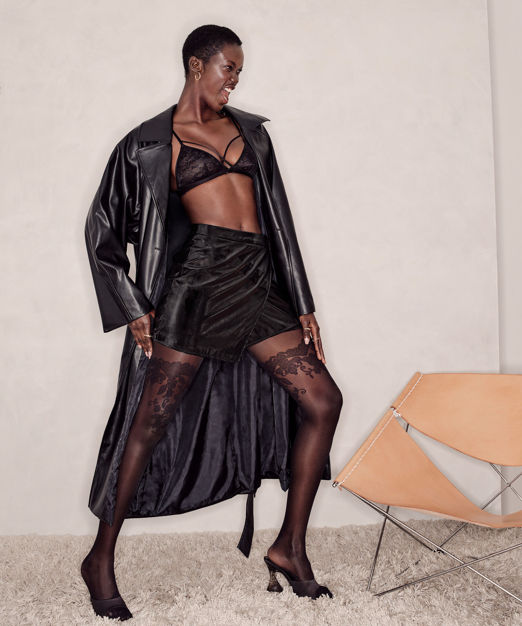 Floral 20 Denier Tights, Black