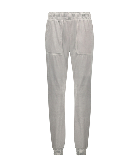 Tall Velours Jogging Bottoms, Grey