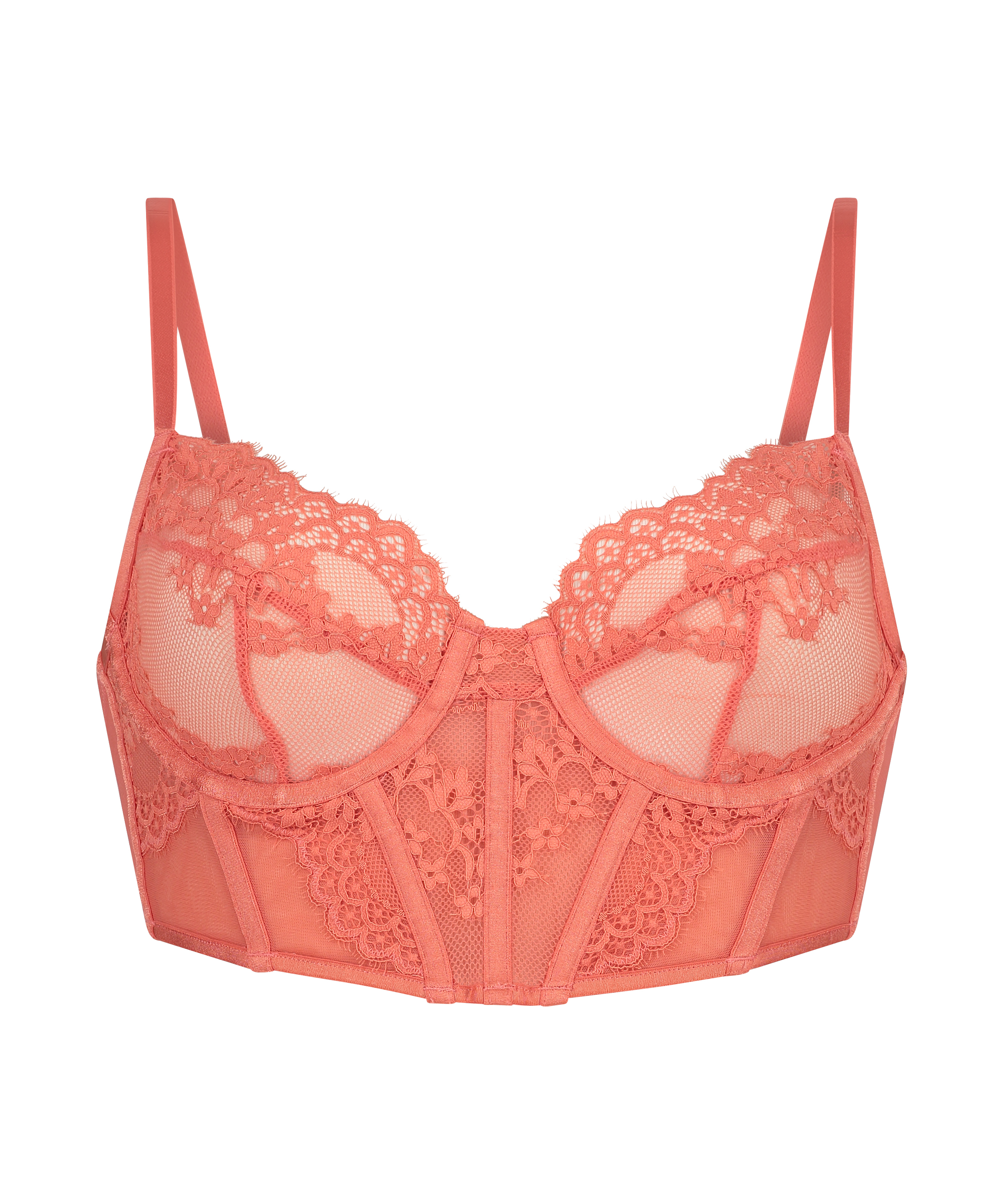 Emily Non-Padded Underwired Longline Bra, Orange, main