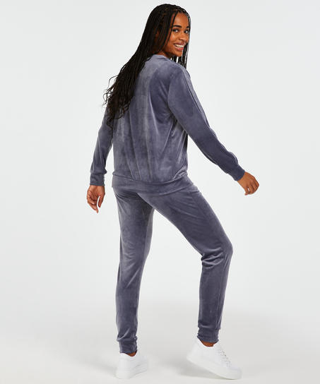 Velour Shimmer Tape Tall jogging bottoms, Grey