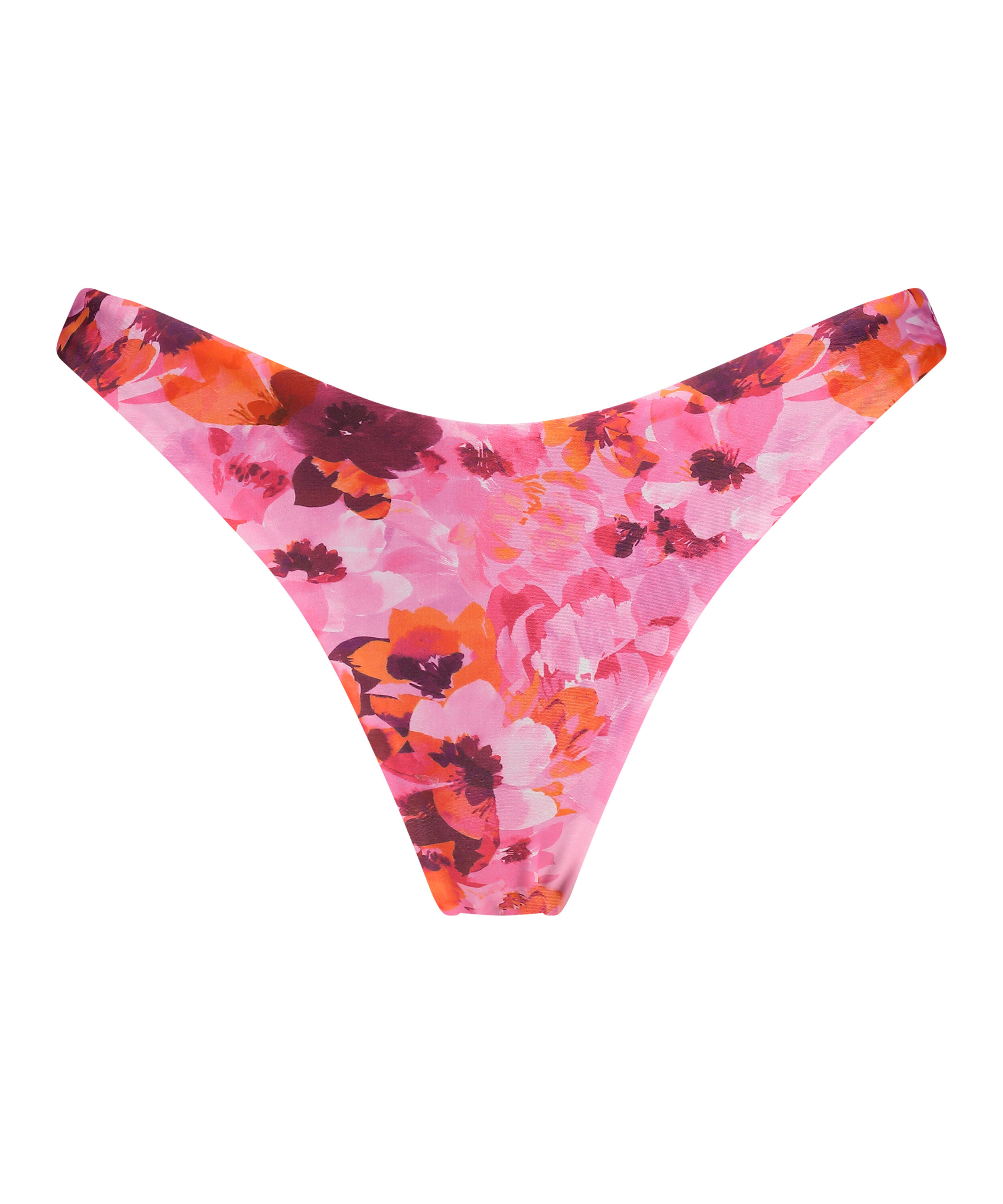 Floral High-Leg Bikini Bottoms, Pink
