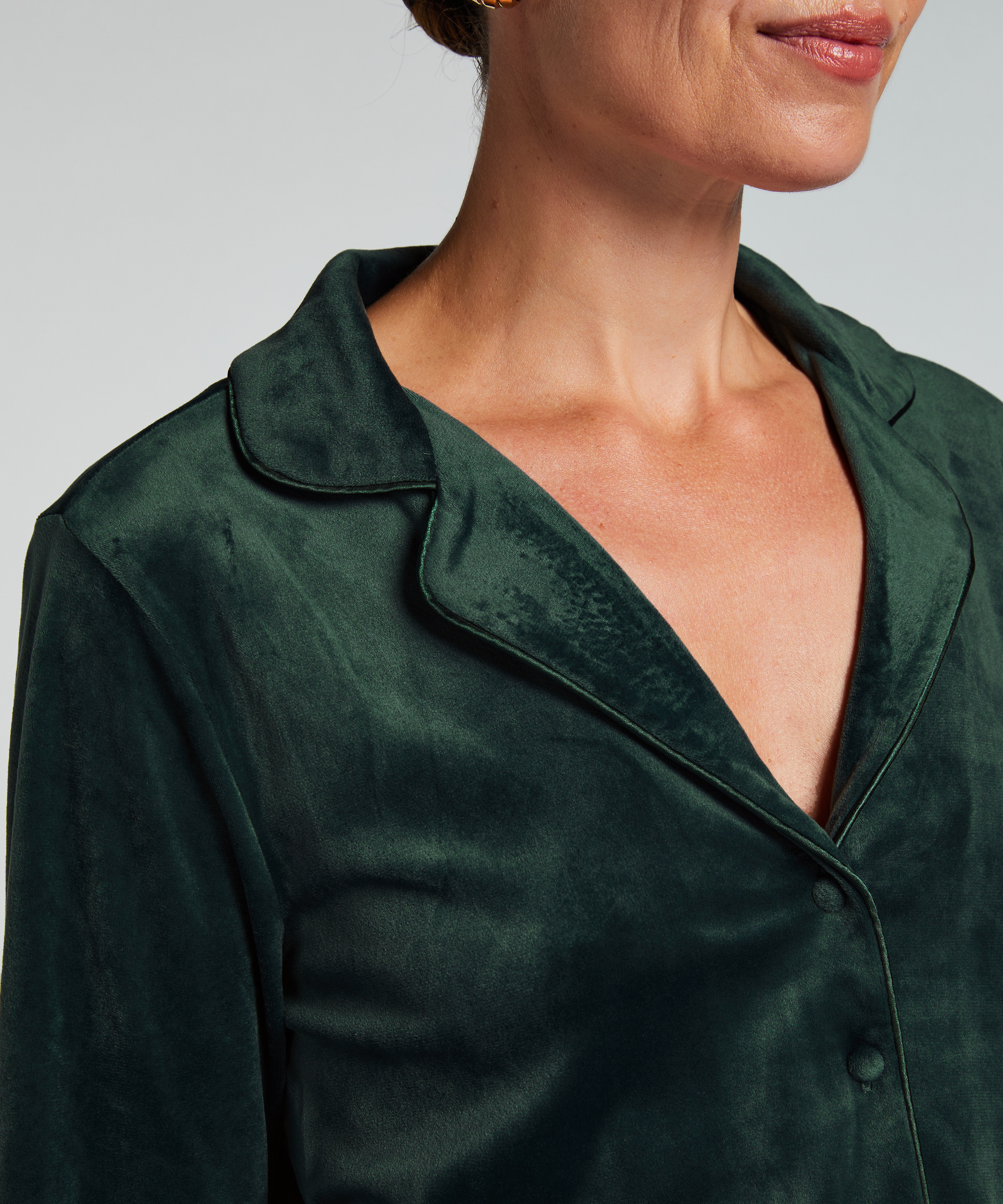 Velours Long-Sleeved Jacket, Green, main