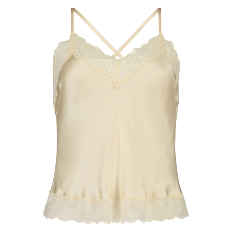 Satin Lace cami top, Beige