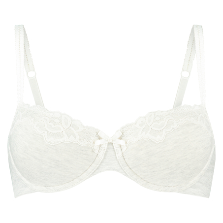 Secret Lace cotton padded underwired bra, Grey