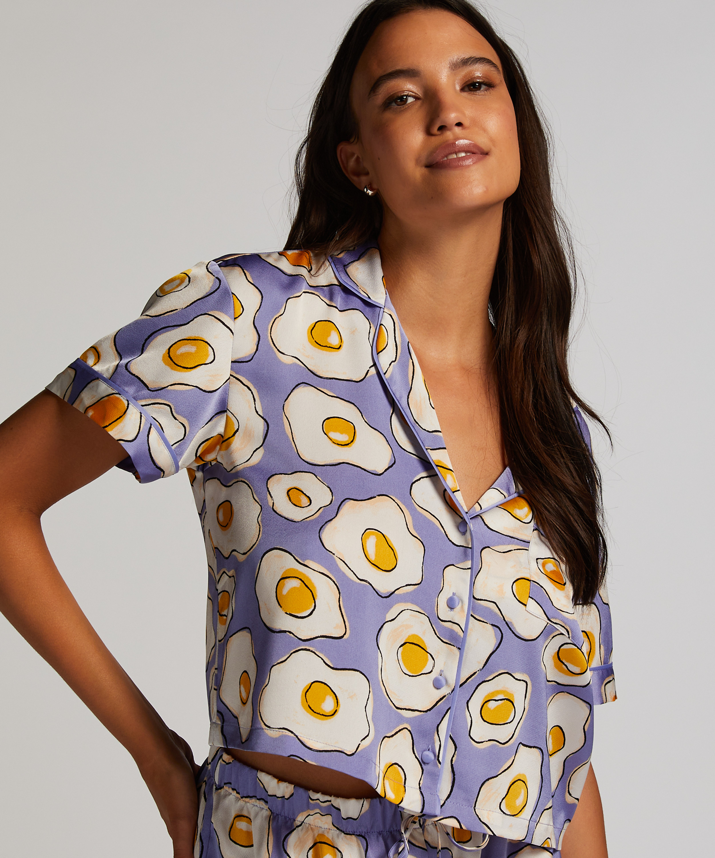 Satin Short-Sleeved Jacket, Purple, main