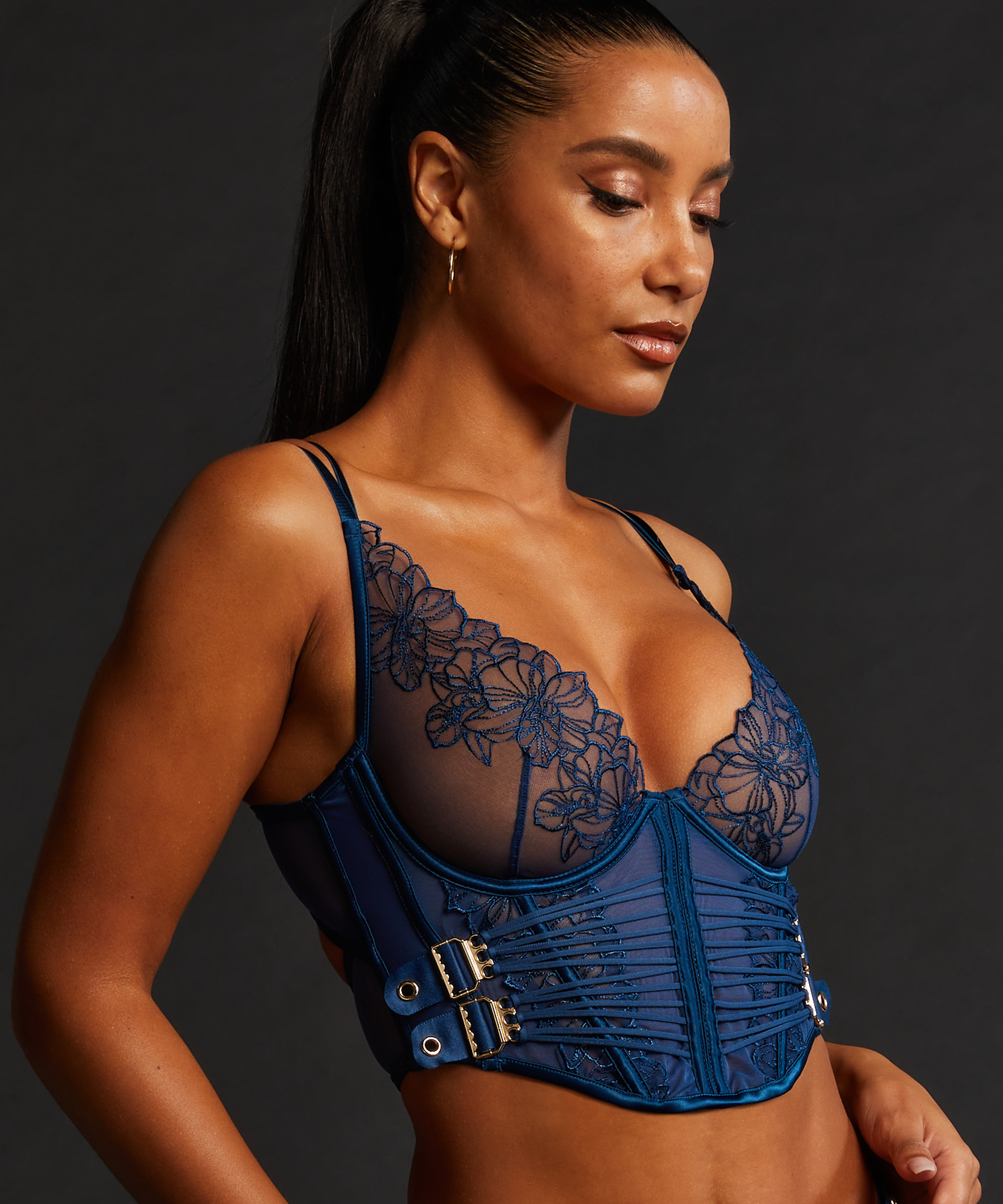 Constance Non-Padded Underwired Longline Bra - Blue