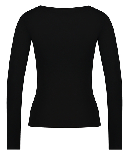 Jersey Long-sleeved Pyjama Top, Black