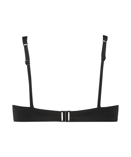 Scallop non-padded underwired bikini top, Black