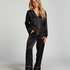 Satin Long-Sleeved Jacket, Black
