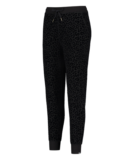 HKMX Leopard Jogging Bottoms, Black
