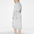 Fleece Glazed Long Bathrobe, Grey