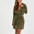 Velours short bathrobe, Green