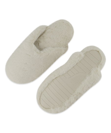 Teddy Mule Slipper, White