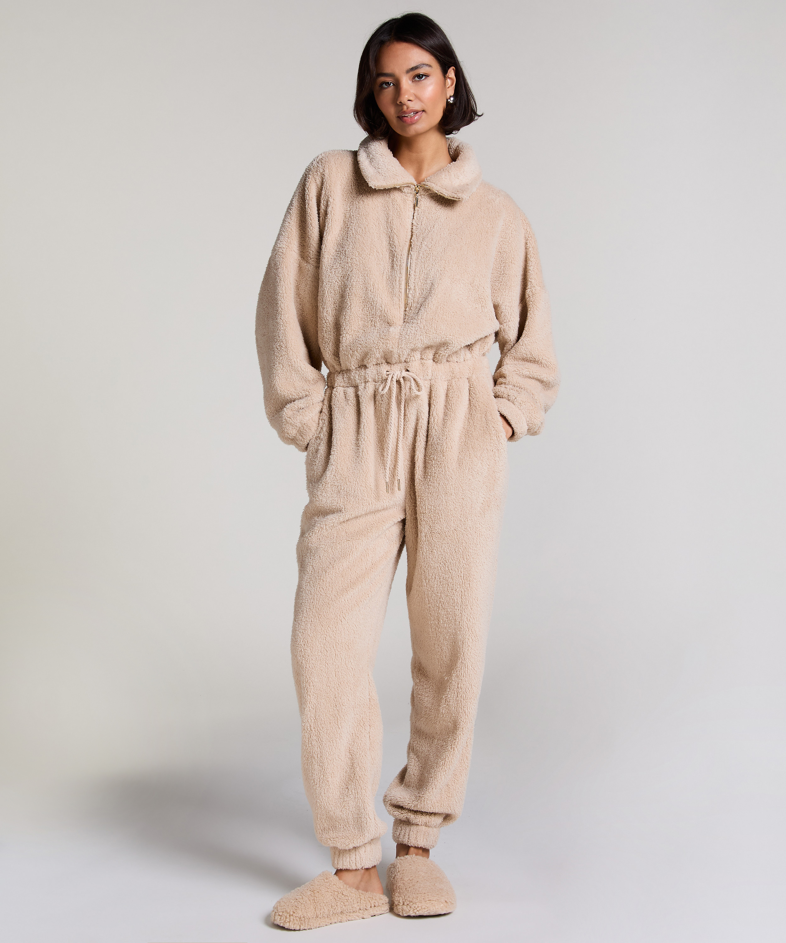 Fleece Onesie, Beige, main