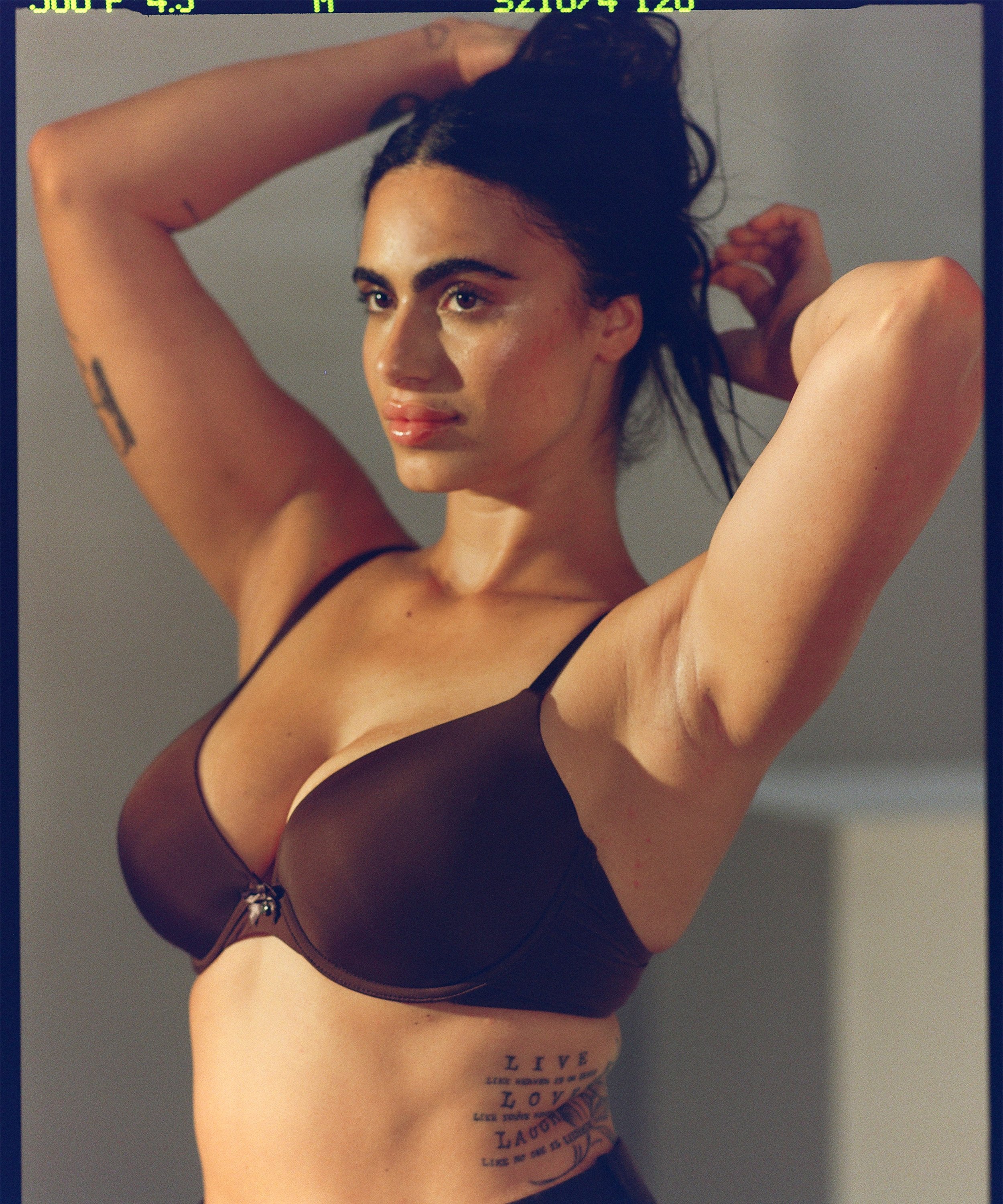 Plunge Padded Underwired Bra, Brown, main