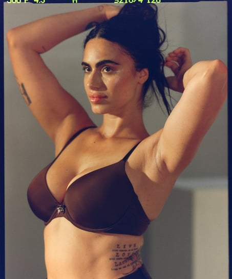 Plunge Padded Underwired Bra, Brown