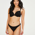 Crochet padded push-up underwired bikini top Cup A - E, Black