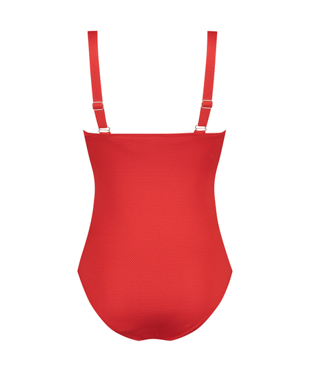 Shaping Scallop Swimsuit, Red
