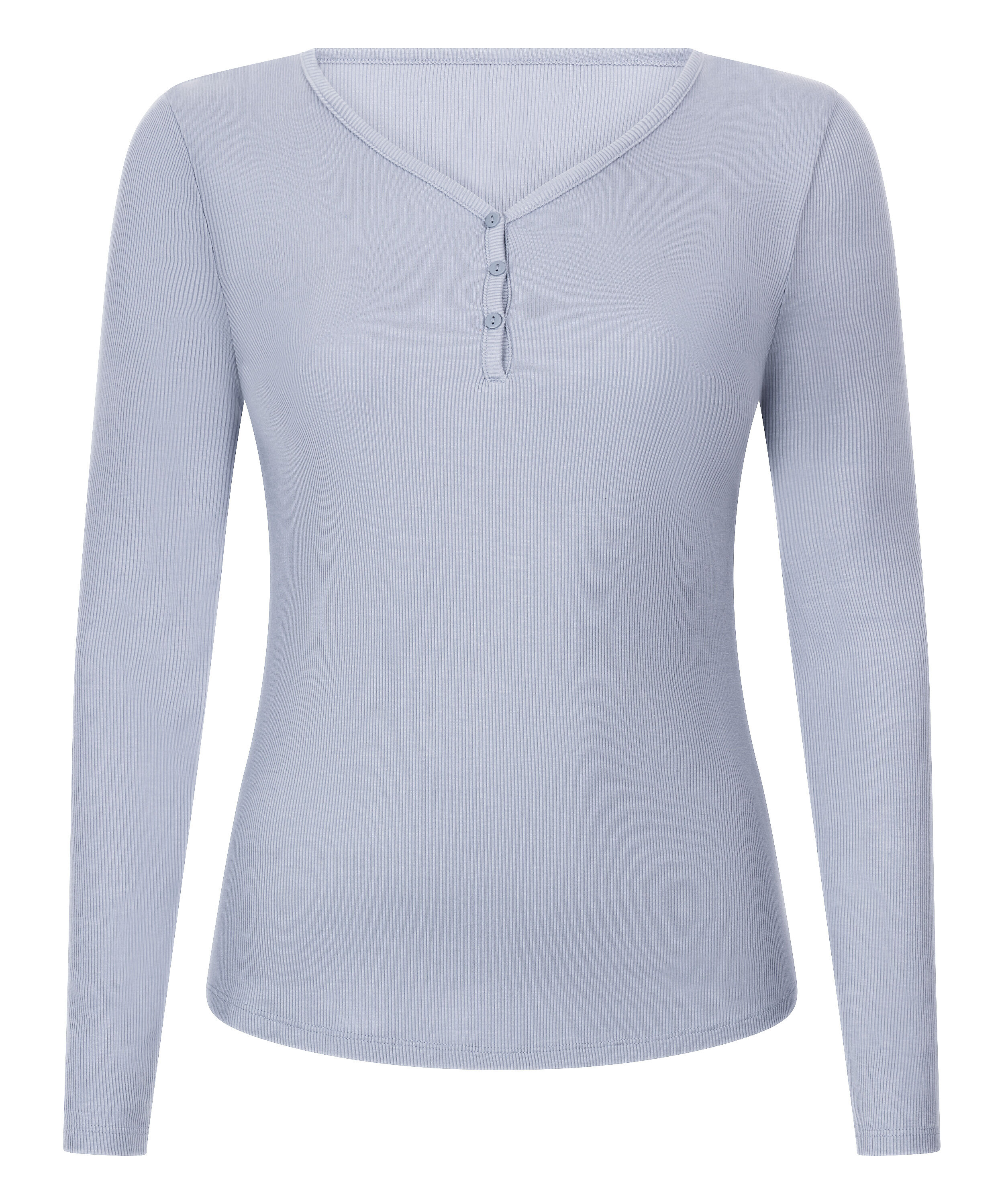 Longsleeved Pyjama Top Henley, Purple
