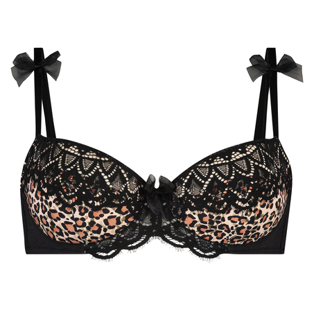 Gigi Padded Underwired Bra Animal Print, Black