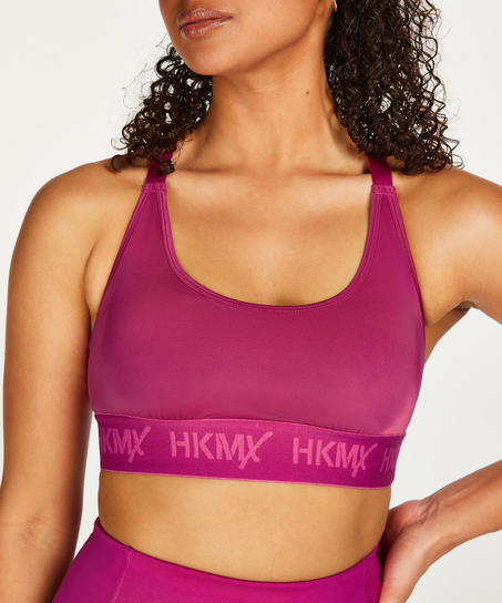 HKMX The Crop Logo Sports Bra Level 1, Pink