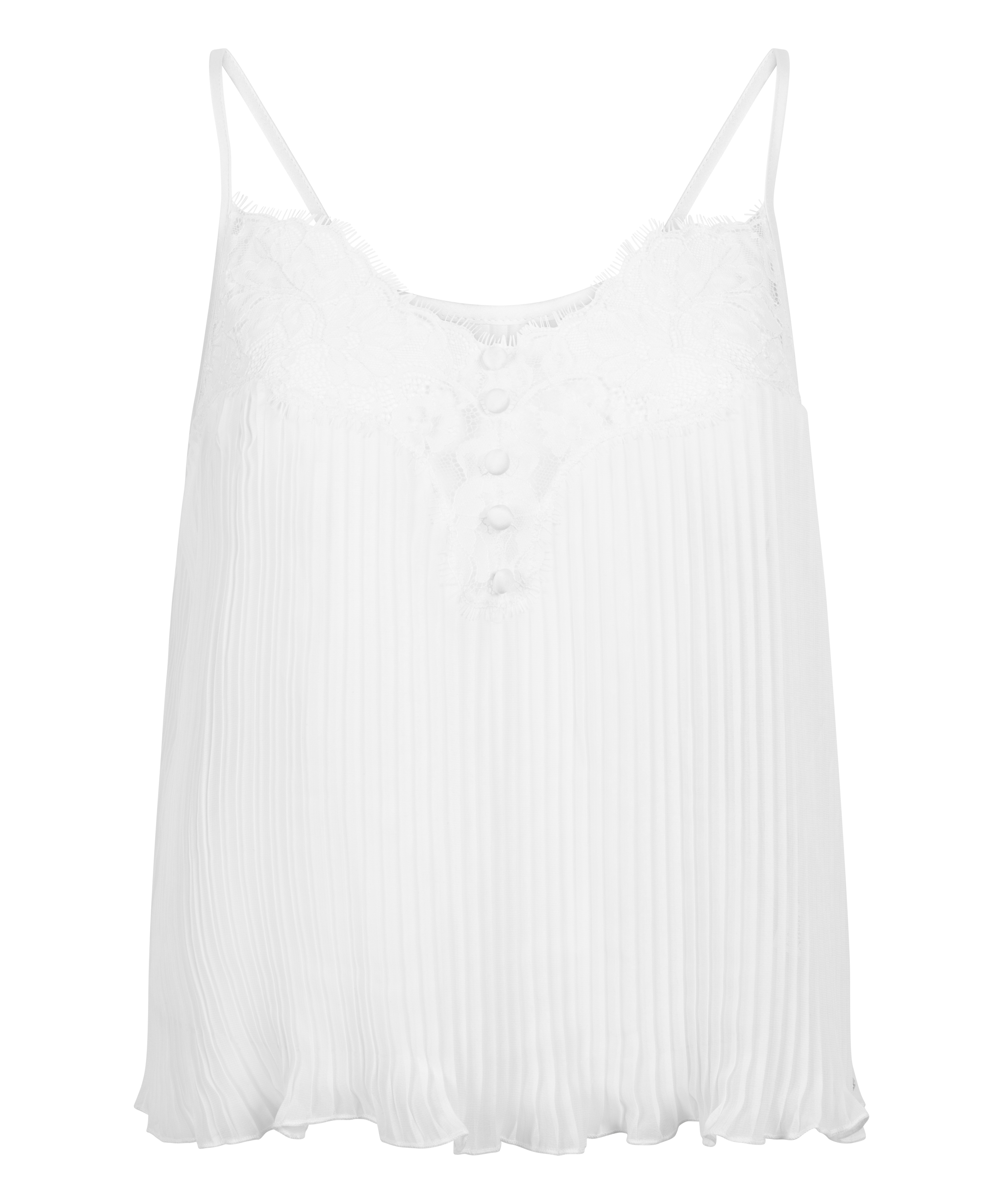 Plisse Lace Cami, White, main