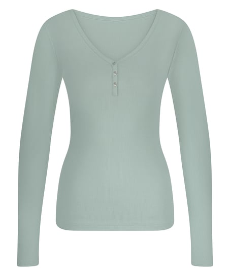 Long-Sleeved Pyjama Top, Green