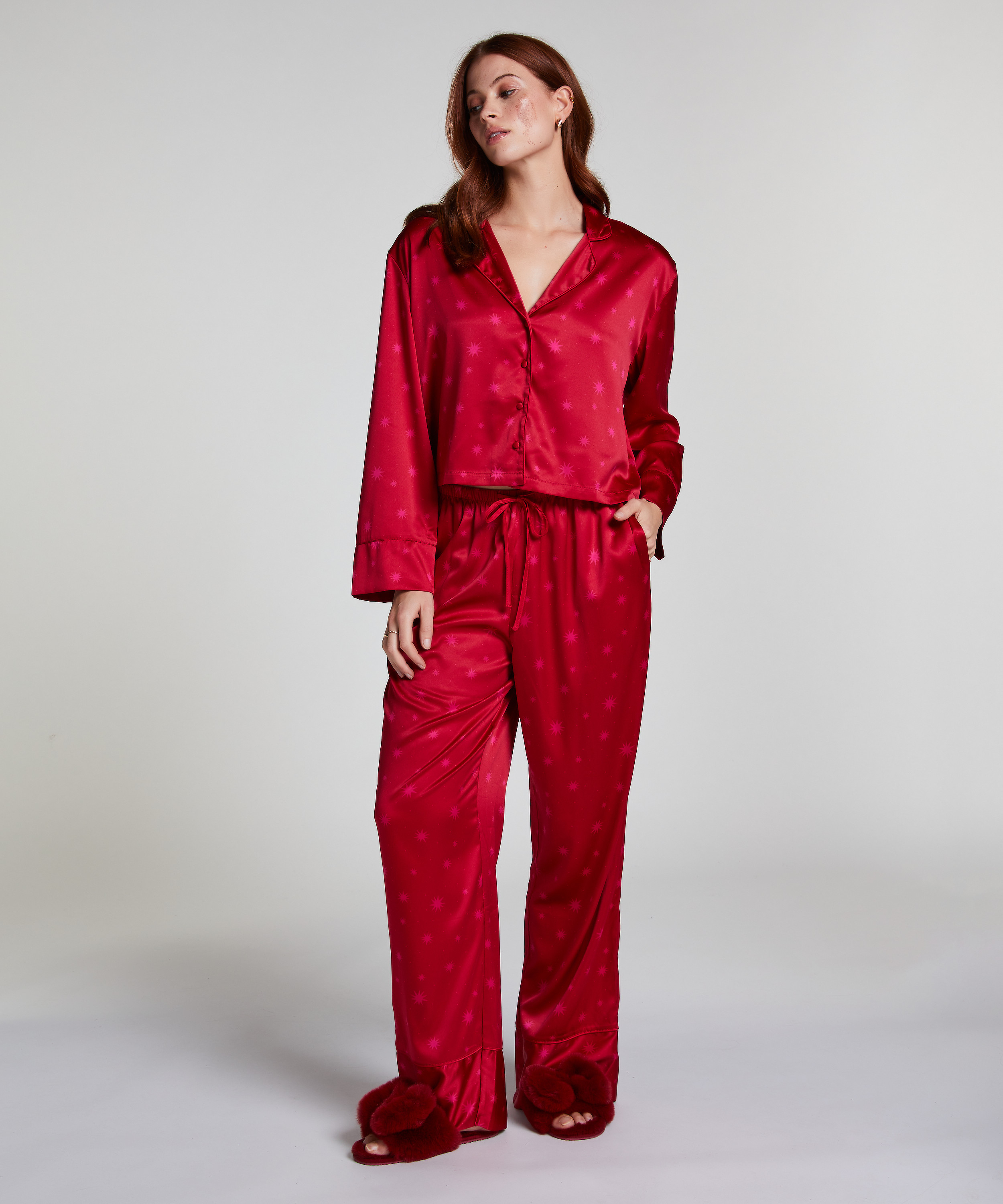 Satin Trousers, Red, main