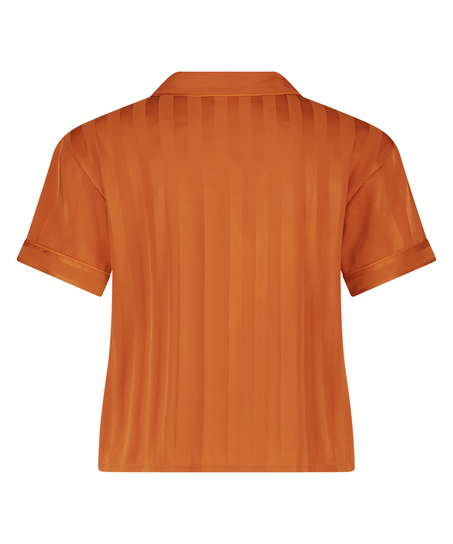 Satin Short-Sleeved Jacket, Orange