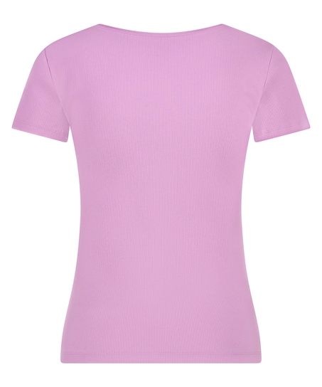 Henley Short Sleeved Pyjama Top, Purple