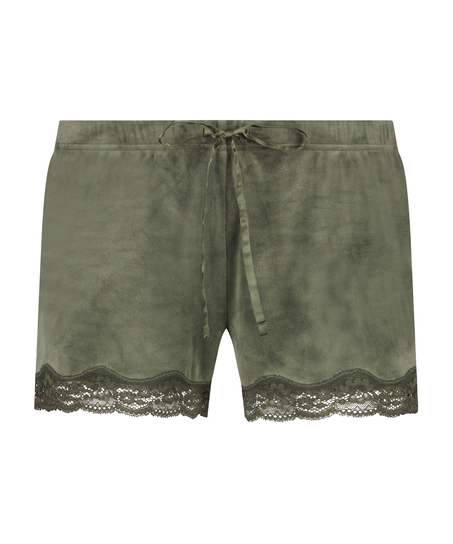 Velvet lace shorts, Green