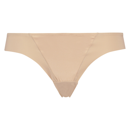 Satin fleece thong, Beige