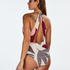 Print Game high leg swimsuit, Pink