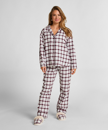 Flannel Pyjama Top, White