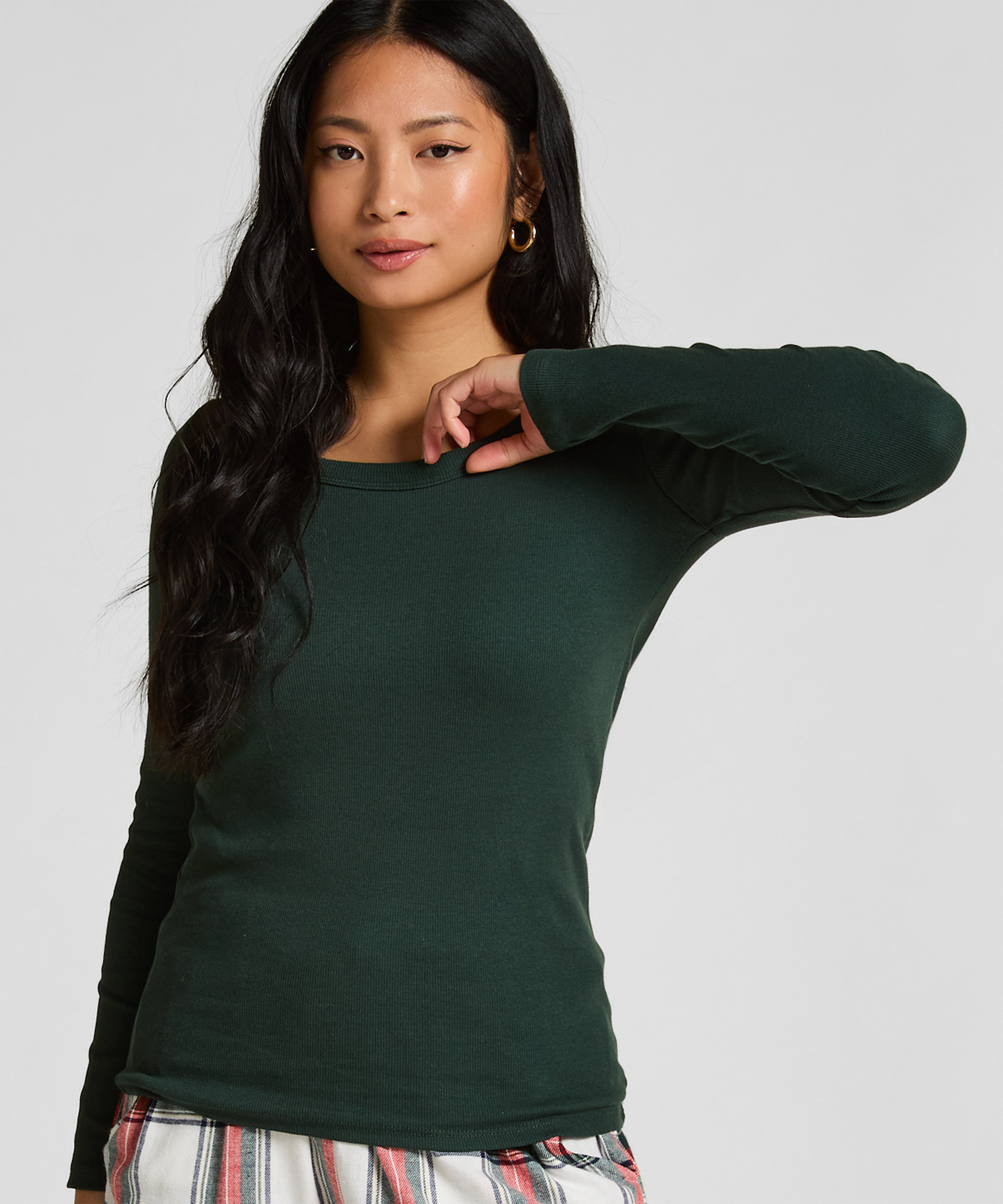 Cotton Pyjama Top, Green, main