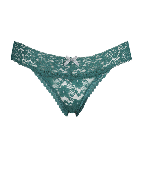 Floral Lace Thong, Blue