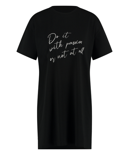 Round Neck Nightshirt, Black