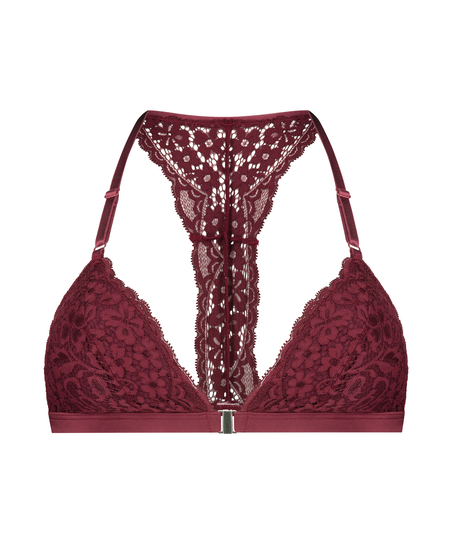 Rose Padded Triangle Bralette, Red