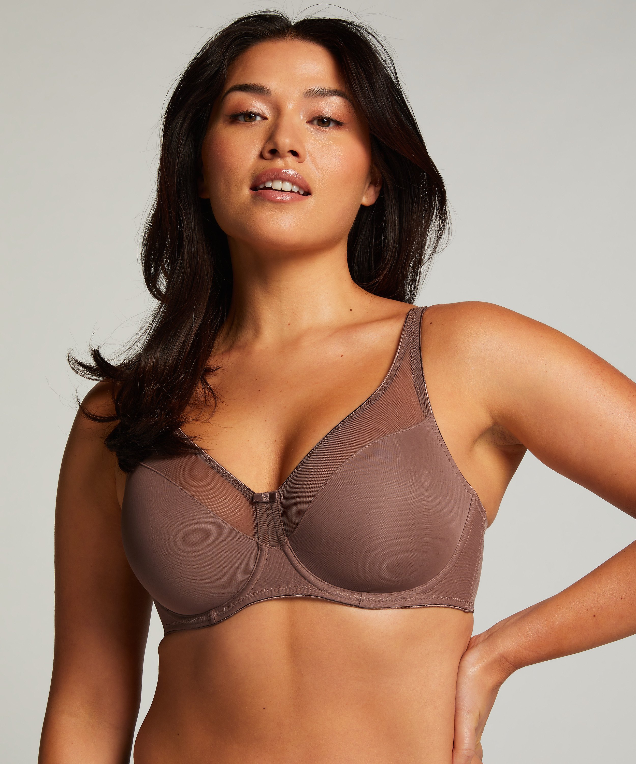 Nina Non-Padded Underwired Minimizer Bra, Brown, main