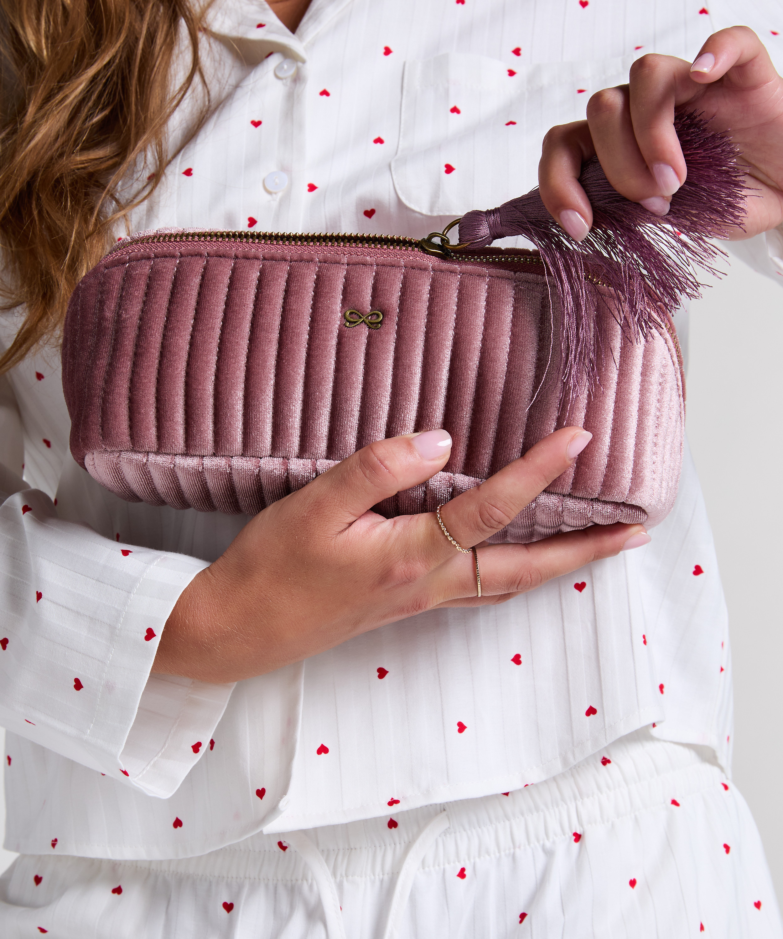 Velvet Make-Up Bag, Pink, main