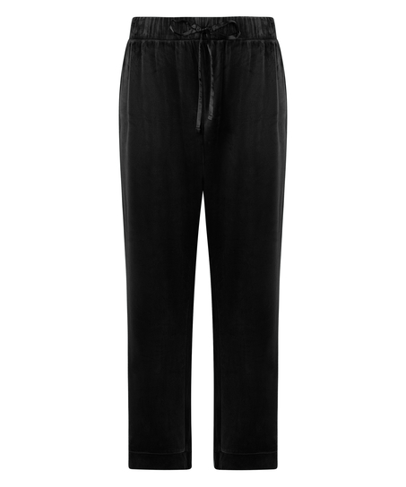 Velvet Pyjama Pants, Black