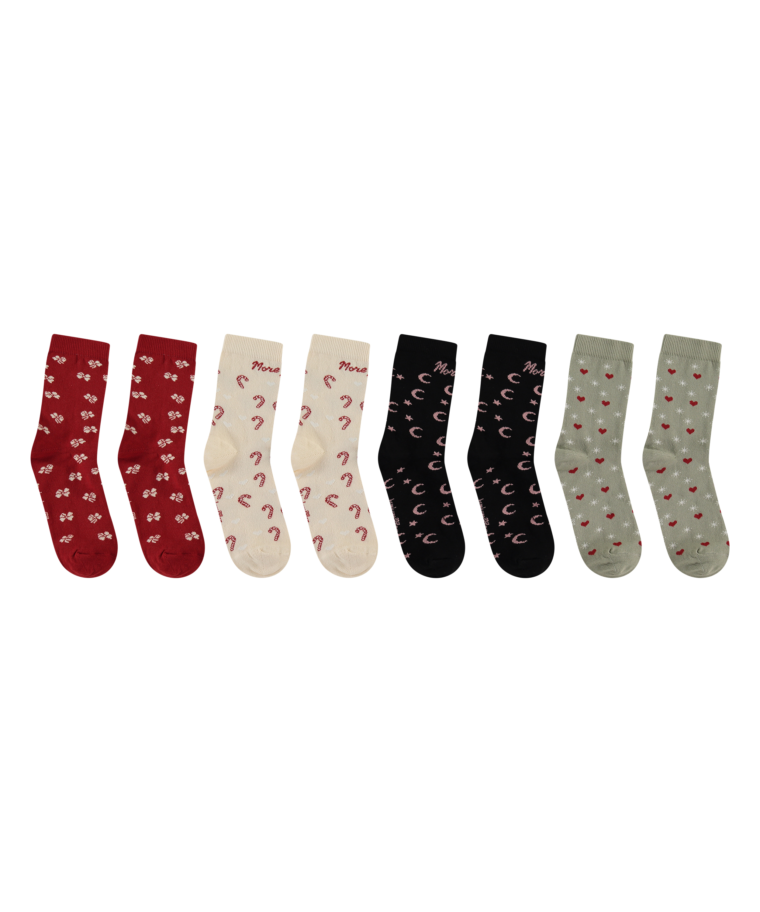 4 pairs of Christmas socks, Green, main