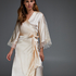 Silk Lace Kimono, Beige