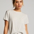 Loose-Fitting Short-Sleeved Pyjama Top, Beige