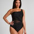 Shaping Shell Mesh Swimsuit, Black