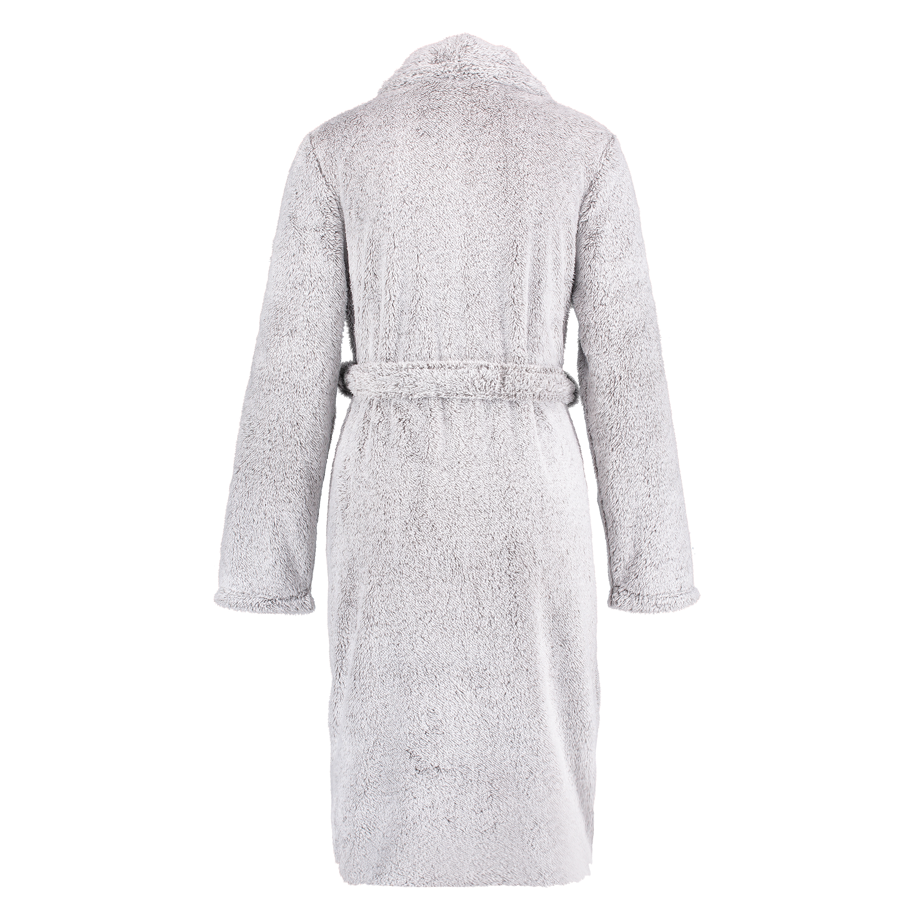 Fleece Glazed Long Bathrobe, Grey, main