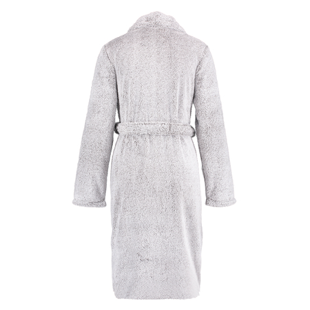 Fleece Glazed Long Bathrobe, Grey