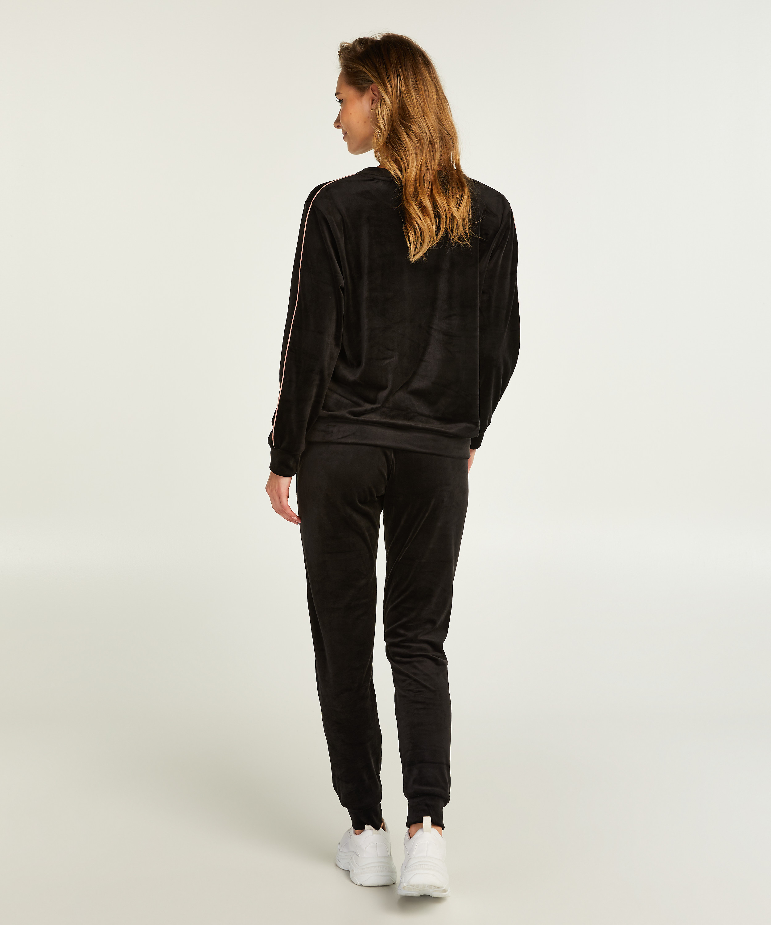 Velours Jogging Bottoms, Black, main
